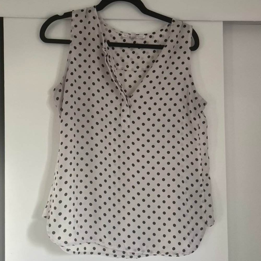 B&W Polka Dot Sleeveless Top
